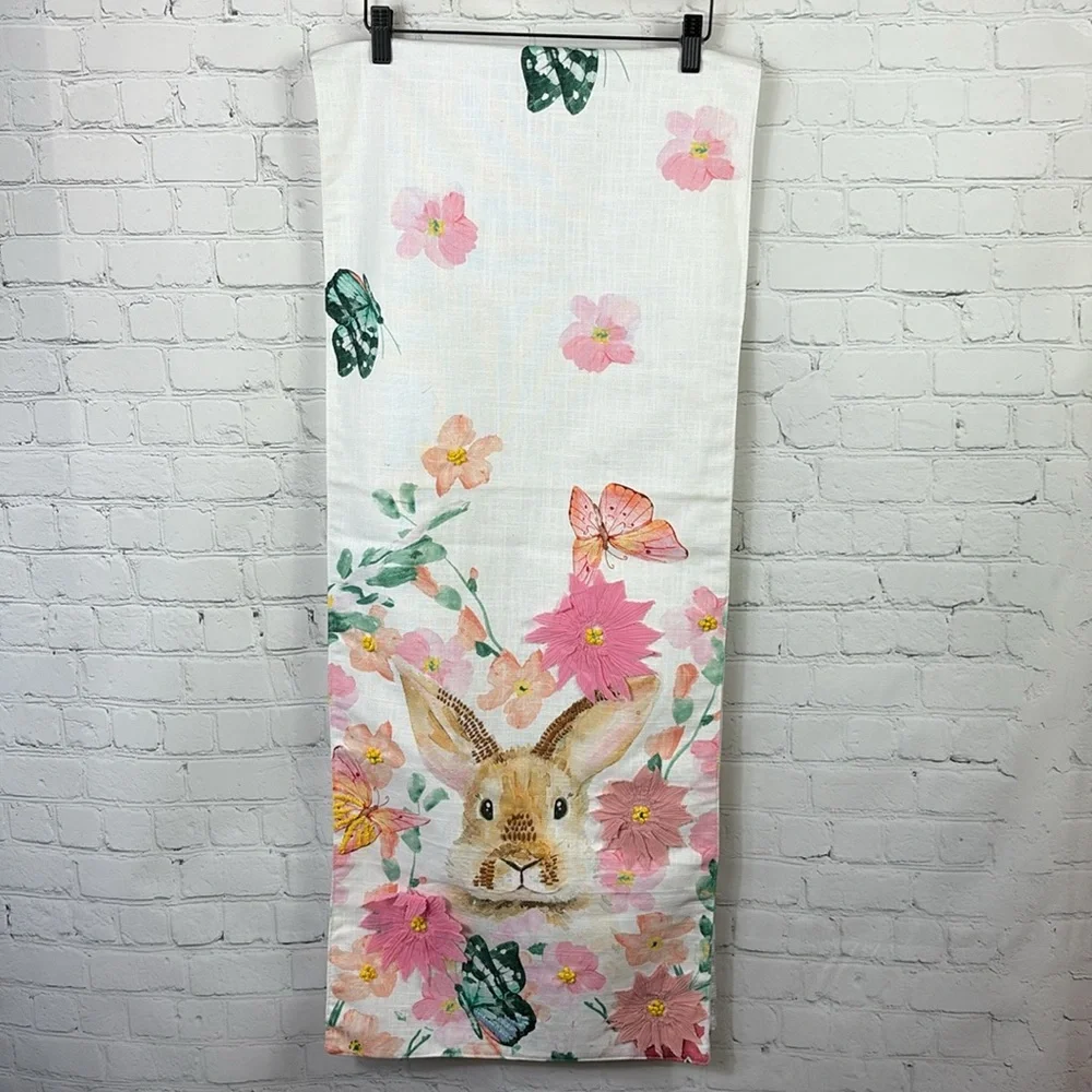 HOP AWAY HOME Bunny Rabbit Spring Cotton Table Runner 16